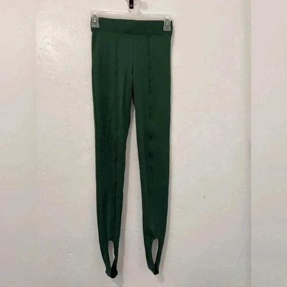 Norba Green Velour Stirrup Leggings Size XS Stretchy High Rise Green‎ - Picture 3 of 10